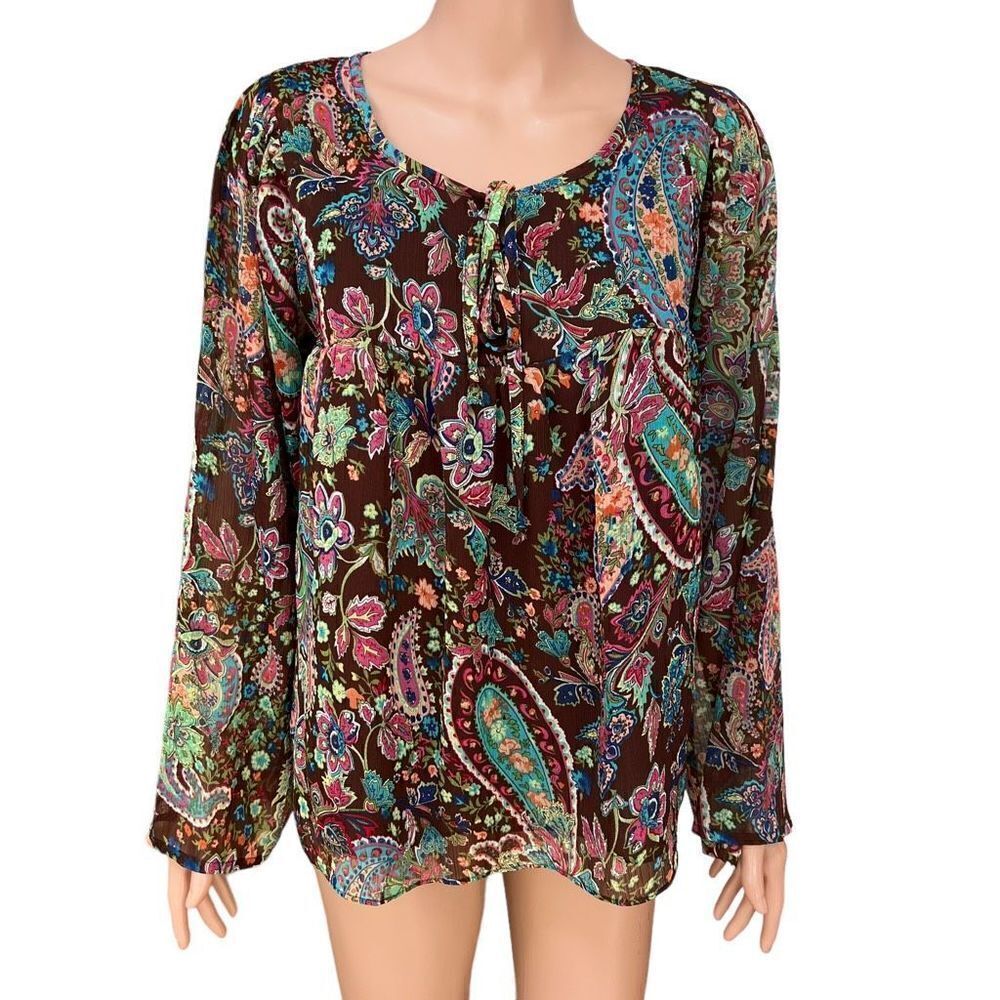 NorthStyle Womens Floral paisley Print Longsleeve Blouse Blue Size 8